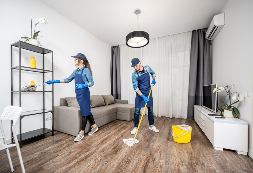 Professional cleaners in the apaartment